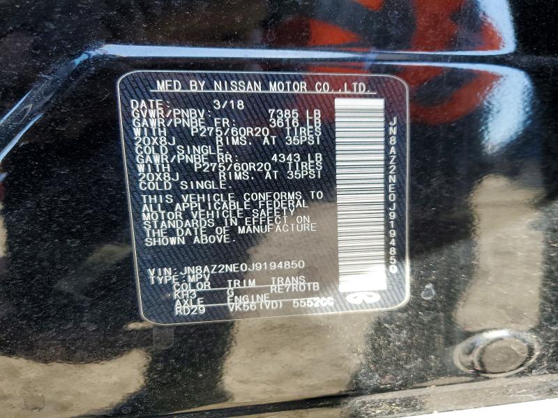 78465625 :رقم المزاد ، JN8AZ2NE0J9194850 vin ، 2018 Infiniti Qx80 مزاد بيع