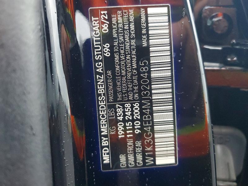 Продажа на аукционе авто 2021 Mercedes-benz A, vin: W1K3G4EB4MJ320485, номер лота: 47991816