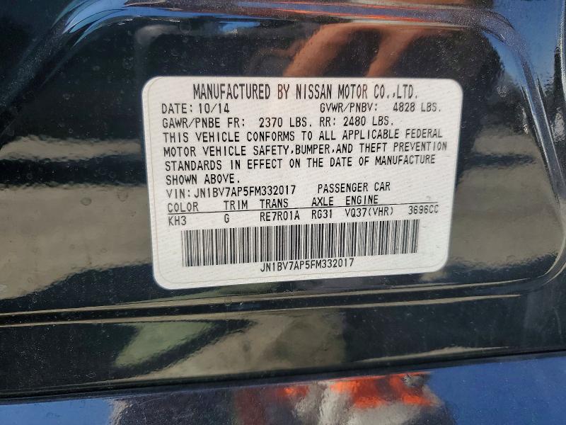 Aukcja sprzedaży 2015 Infiniti Q50, vin: JN1BV7AP5FM332017, numer aukcji: 47226186