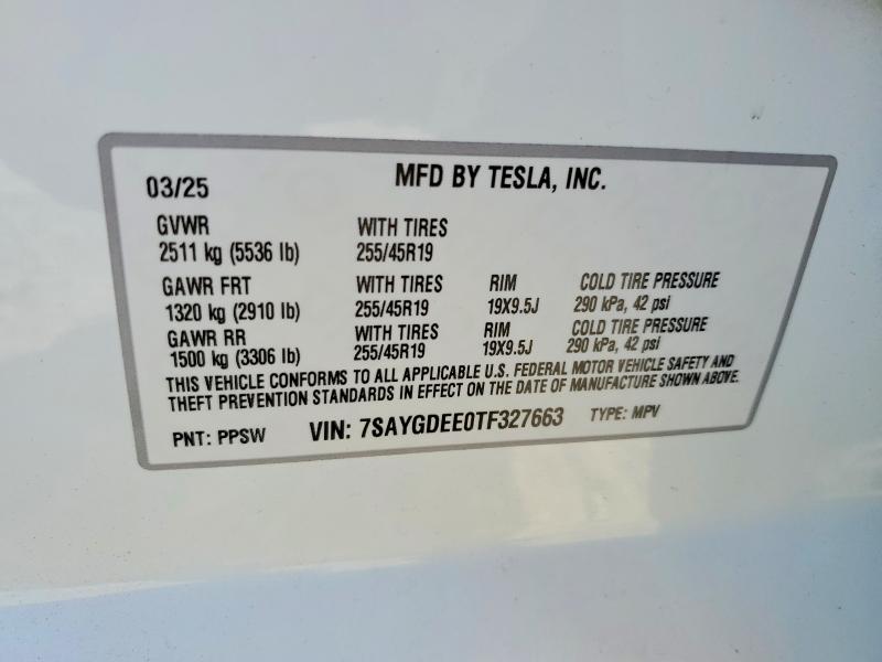 2026 Tesla Model Y მანქანა იყიდება აუქციონზე, vin: 7SAYGDEE0TF327663, აუქციონის ნომერი: 46769346