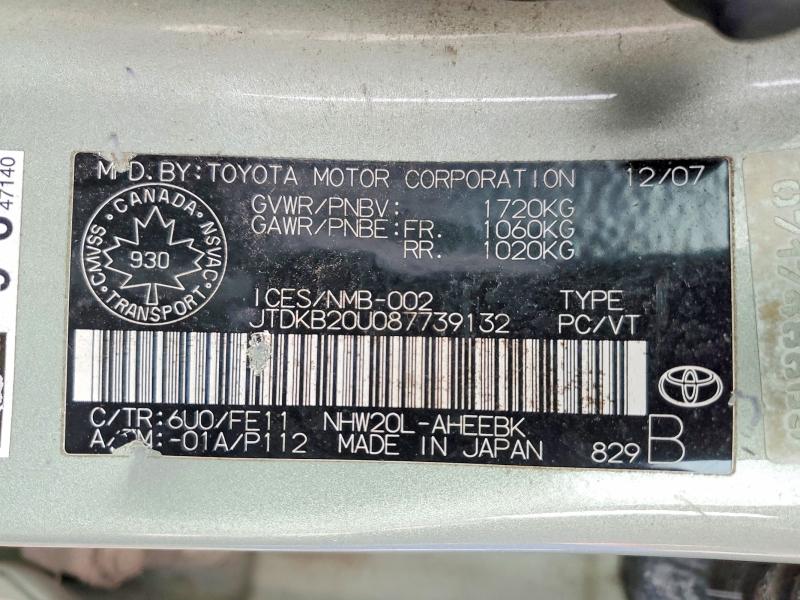 Aukcja sprzedaży 2008 Toyota Prius, vin: JTDKB20U087739132, numer aukcji: 46032356