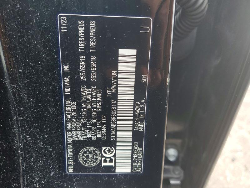 41785476 :رقم المزاد ، 5TDAAAB58RS028137 vin ، 2024 Toyota Grand Highlander مزاد بيع