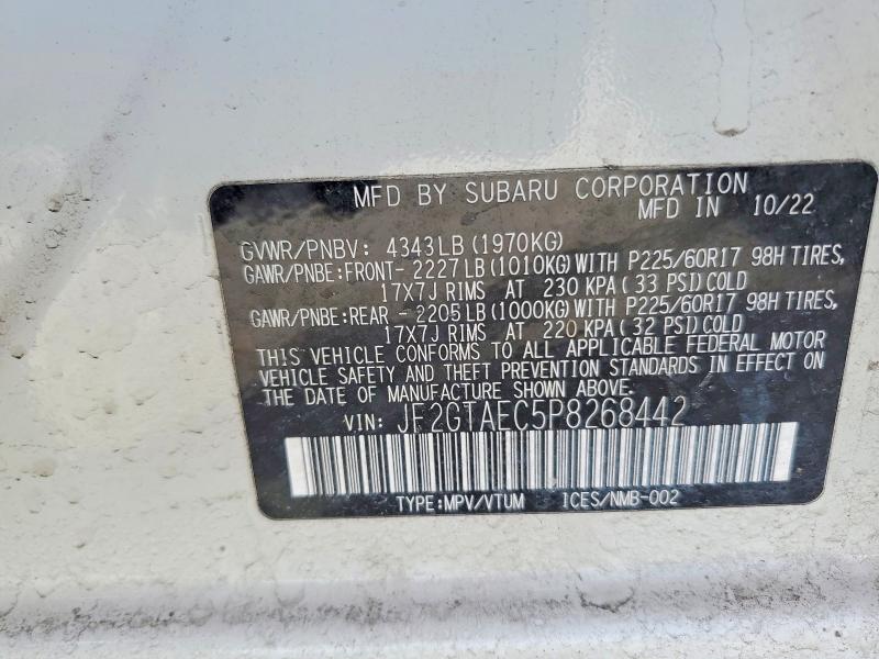 2023 Subaru Crosstrek მანქანა იყიდება აუქციონზე, vin: JF2GTAEC5P8268442, აუქციონის ნომერი: 46566446