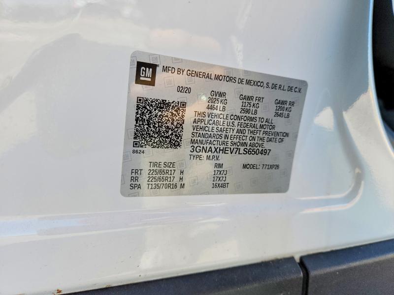 Aukcja sprzedaży 2020 Chevrolet Equinox, vin: 3GNAXHEV7LS650497, numer aukcji: 46978356