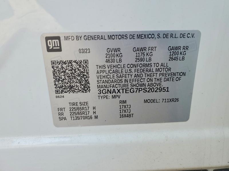 Aukcja sprzedaży 2023 Chevrolet Equinox, vin: 3GNAXTEG7PS202951, numer aukcji: 79438215