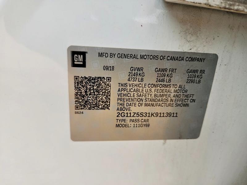 Продаж на аукціоні авто 2019 Chevrolet Impala, vin: 2G11Z5S31K9113911, номер лоту: 47191956