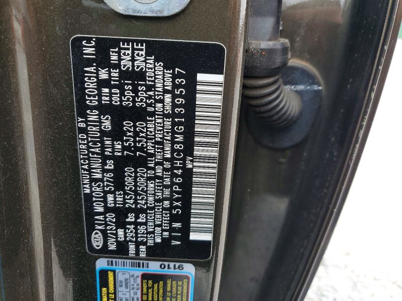 79492585 :رقم المزاد ، 5XYP64HC8MG139537 vin ، 2021 Kia Telluride مزاد بيع