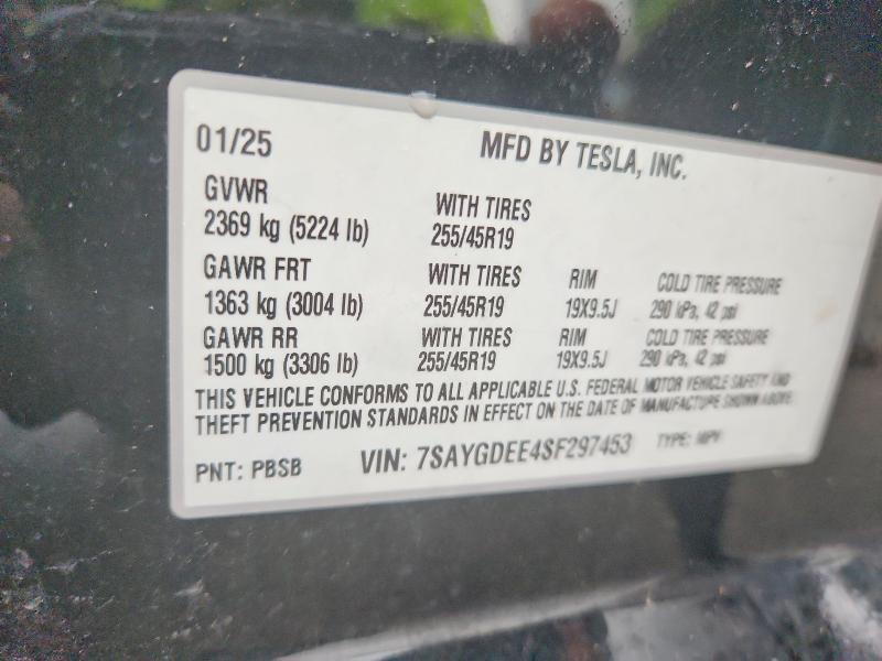 Aukcja sprzedaży 2025 Tesla Model Y, vin: 7SAYGDEE4SF297453, numer aukcji: 45528716