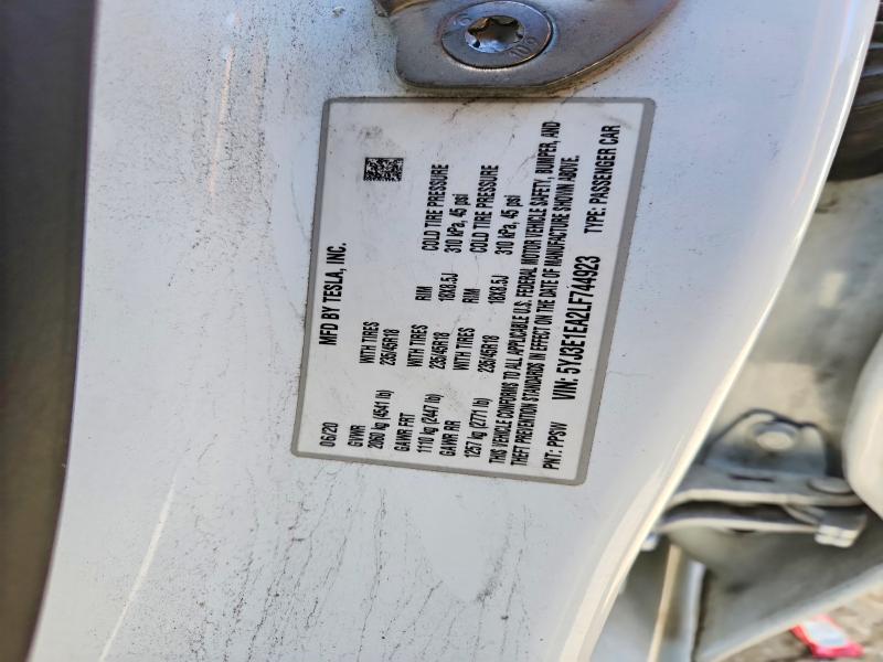 2020 Tesla Model 3 მანქანა იყიდება აუქციონზე, vin: 5YJ3E1EA2LF744923, აუქციონის ნომერი: 45551726