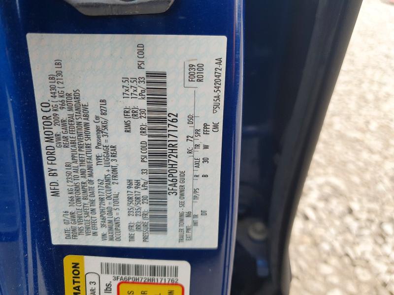 Aukcja sprzedaży 2017 Ford Fusion, vin: 3FA6P0H72HR171762, numer aukcji: 45460746