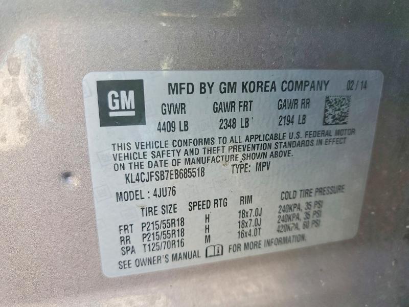 47913276 :رقم المزاد ، KL4CJFSB7EB685518 vin ، 2014 Buick Encore مزاد بيع