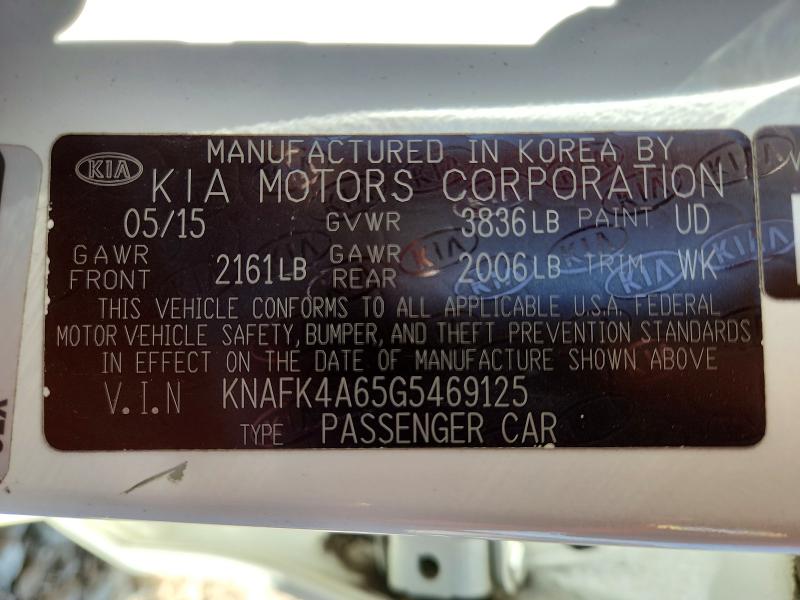 Aukcja sprzedaży 2016 Kia Forte, vin: KNAFK4A65G5469125, numer aukcji: 47120736