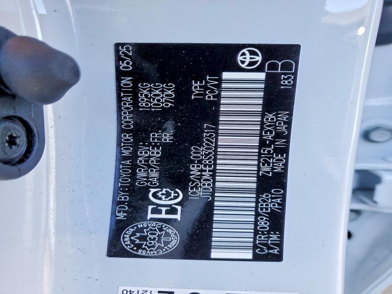 76977385 :رقم المزاد ، JTDBDMHE8S3022317 vin ، 2025 Toyota Corolla مزاد بيع