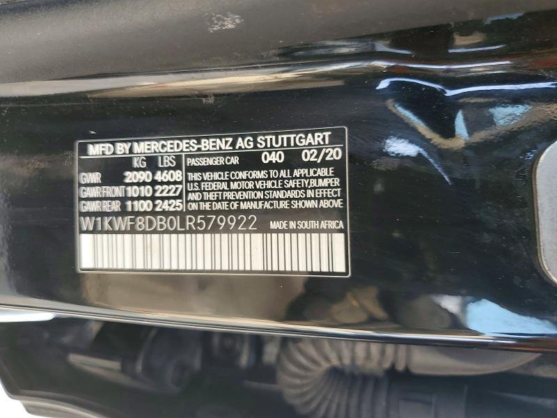 Aukcja sprzedaży 2020 Mercedes-benz C, vin: W1KWF8DB0LR579922, numer aukcji: 47960736