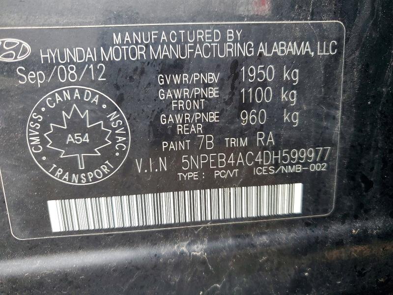 Продажа на аукционе авто 2013 Hyundai Sonata, vin: 5NPEB4AC4DH599977, номер лота: 48306216