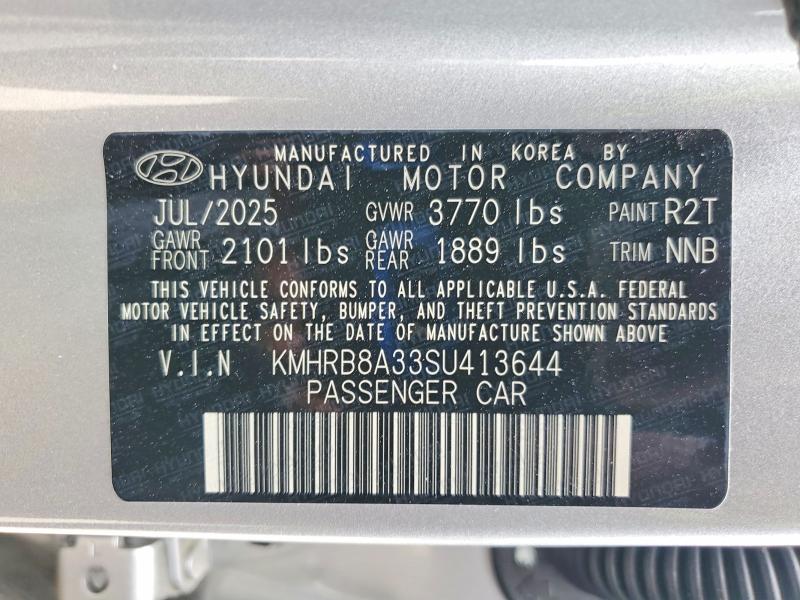 Aukcja sprzedaży 2025 Hyundai Venue, vin: KMHRB8A33SU413644, numer aukcji: 47917306