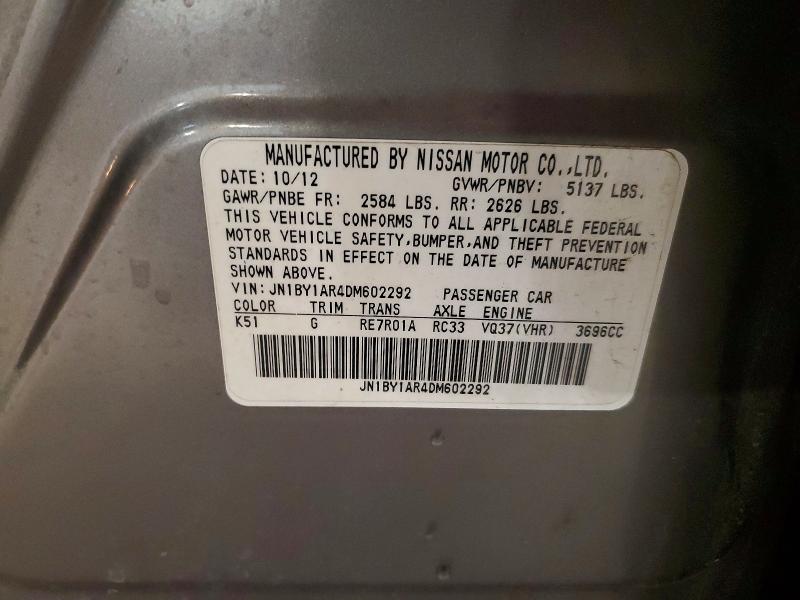 Продажа на аукционе авто 2013 Infiniti M37, vin: JN1BY1AR4DM602292, номер лота: 46828576