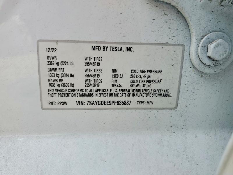 47952816 :رقم المزاد ، 7SAYGDEE9PF635887 vin ، 2023 Tesla Model Y مزاد بيع