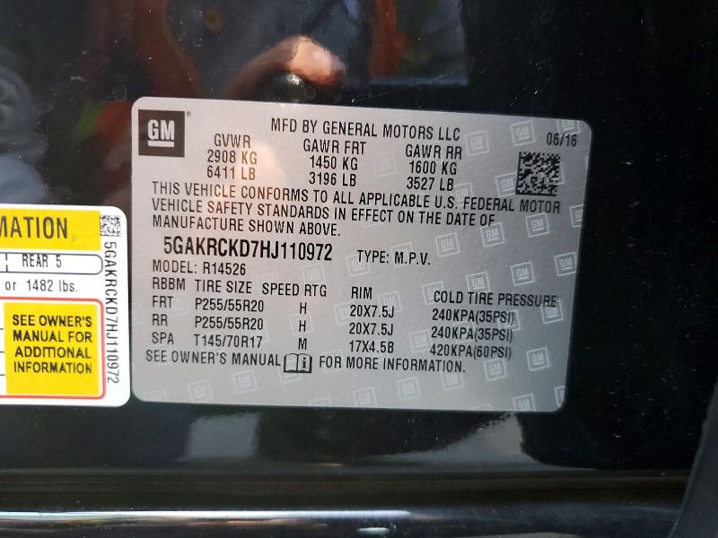 Aukcja sprzedaży 2017 Buick Enclave, vin: 5GAKRCKD7HJ110972, numer aukcji: 46488506