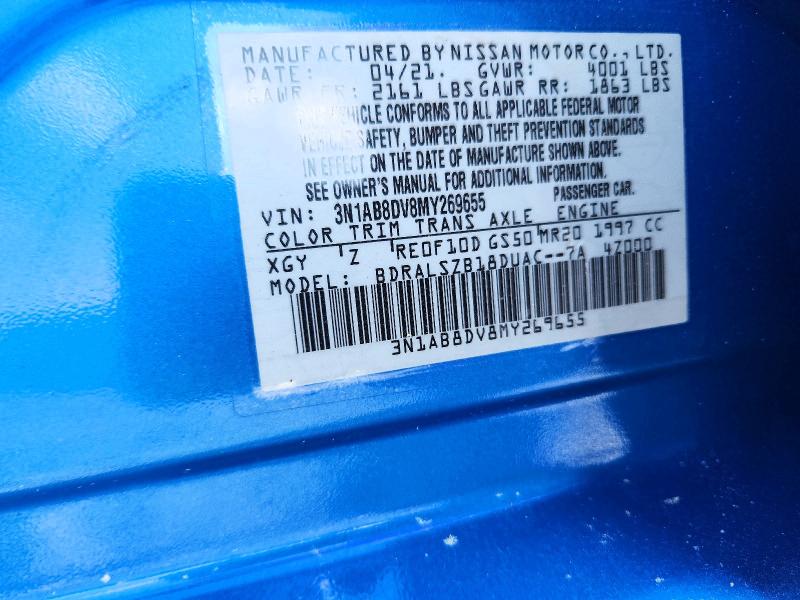 Продаж на аукціоні авто 2021 Nissan Sentra, vin: 3N1AB8DV8MY269655, номер лоту: 47715796
