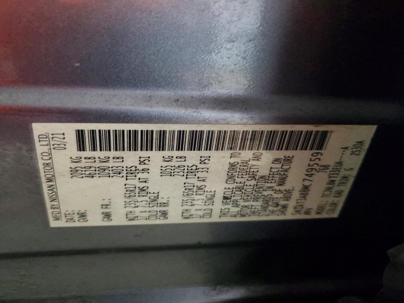 2021 Nissan Rogue მანქანა იყიდება აუქციონზე, vin: 5N1AT3AB8MC749559, აუქციონის ნომერი: 78529085