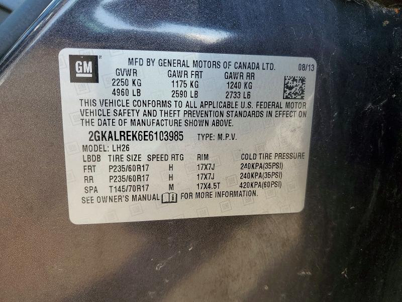 Aukcja sprzedaży 2014 Gmc Terrain, vin: 2GKALREK6E6103985, numer aukcji: 45974846