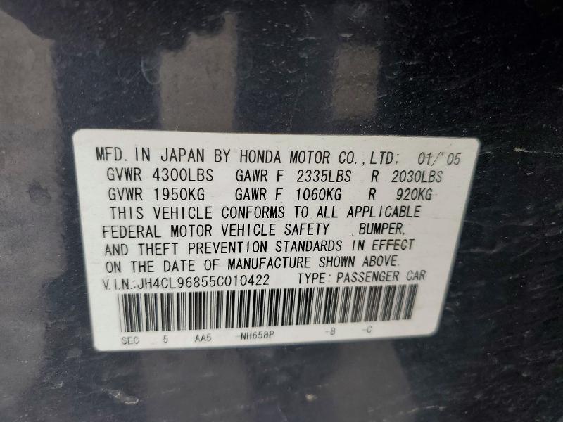 46888246 :رقم المزاد ، JH4CL96855C010422 vin ، 2005 Acura Tsx مزاد بيع