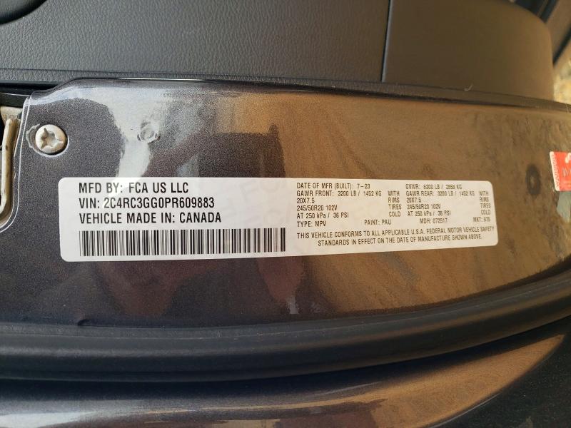 47966926 :رقم المزاد ، 2C4RC3GG0PR609883 vin ، 2023 Chrysler Pacifica مزاد بيع