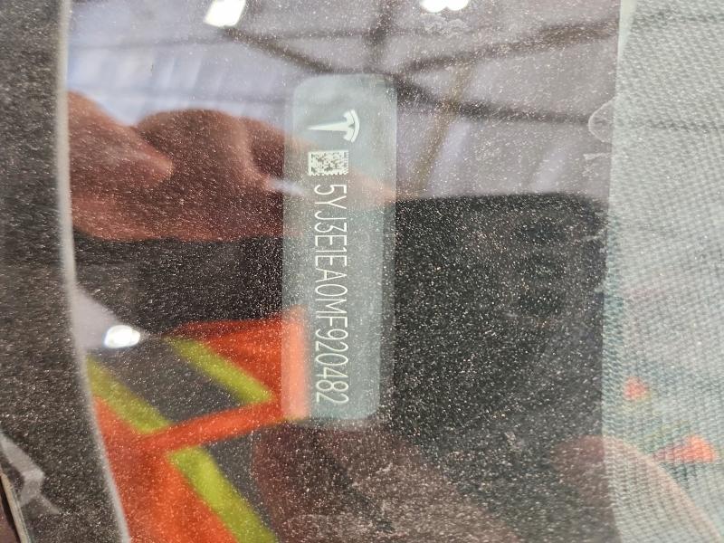 2021 Tesla Model 3 მანქანა იყიდება აუქციონზე, vin: 5YJ3E1EA0MF920482, აუქციონის ნომერი: 41755596