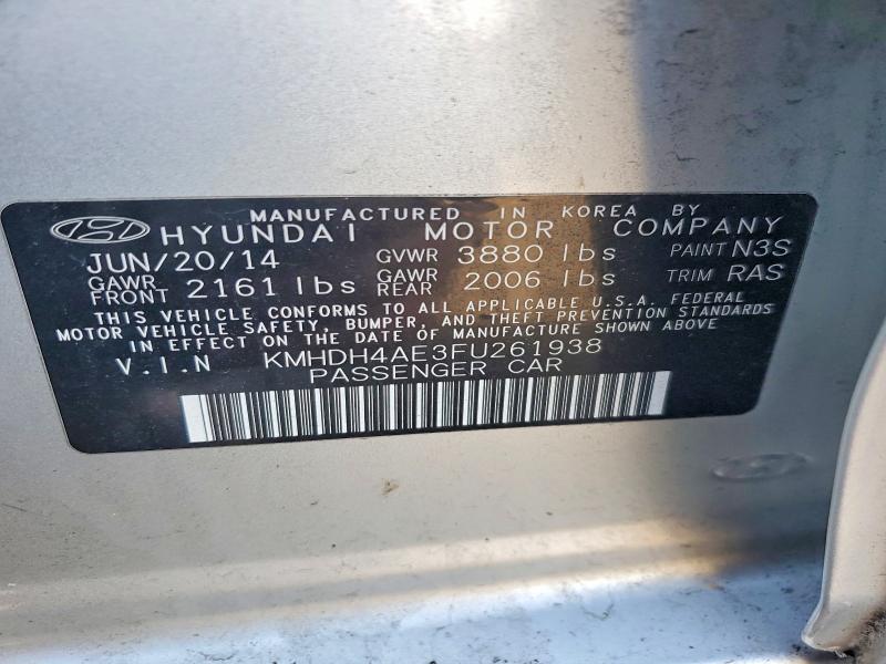 Продажа на аукционе авто 2015 Hyundai Elantra, vin: KMHDH4AE3FU261938, номер лота: 45454396