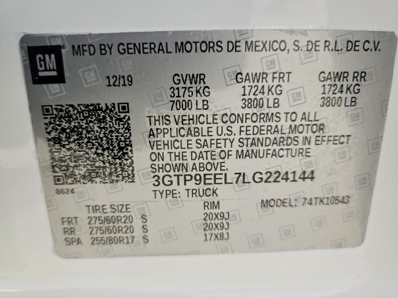 Продаж на аукціоні авто 2020 Gmc Sierra, vin: 3GTP9EEL7LG224144, номер лоту: 79489275