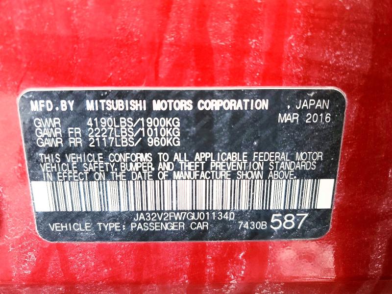 Продаж на аукціоні авто 2016 Mitsubishi Lancer, vin: JA32V2FW7GU011340, номер лоту: 47604746