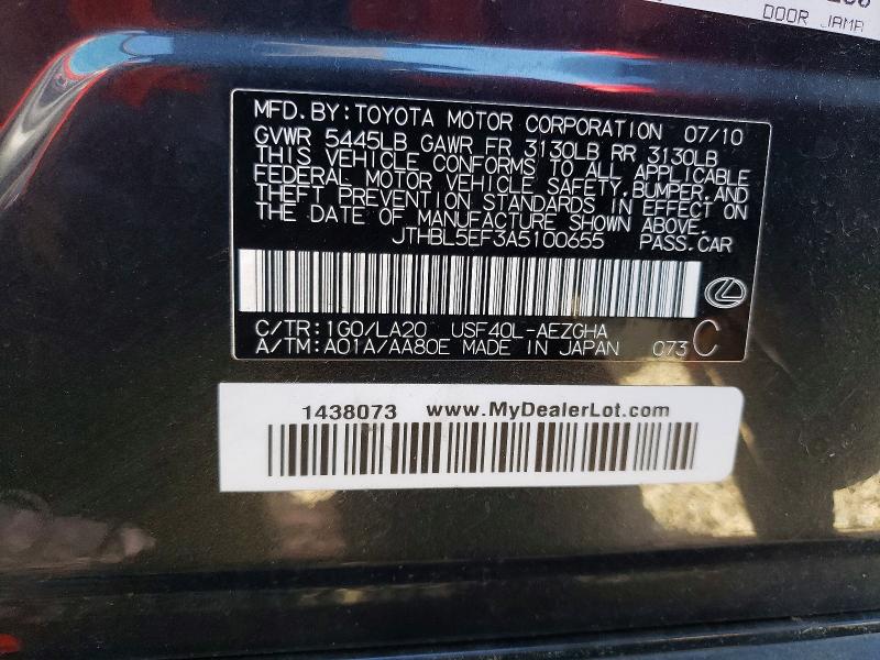 Aukcja sprzedaży 2010 Lexus Ls 460, vin: JTHBL5EF3A5100655, numer aukcji: 79810925