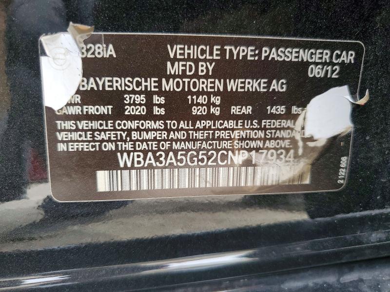 Продаж на аукціоні авто 2012 Bmw 328, vin: WBA3A5G52CNP17934, номер лоту: 48122466