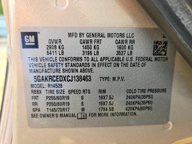47222566 :رقم المزاد ، 5GAKRCEDXCJ138463 vin ، 2012 Buick Enclave مزاد بيع