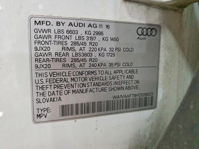 Продажа на аукционе авто 2017 Audi Q7, vin: WA1VAAF79HD036023, номер лота: 41672766