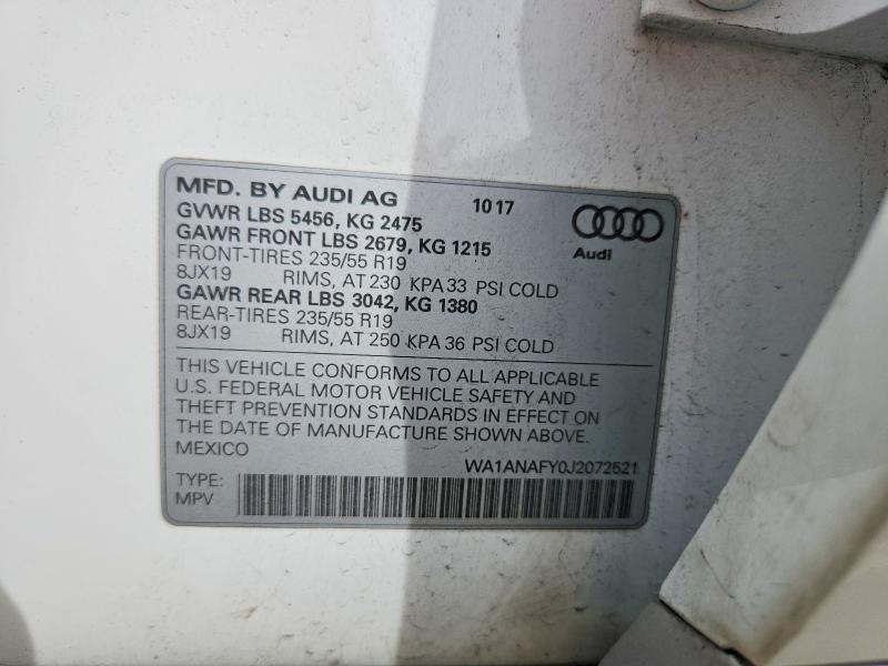 Продажа на аукционе авто 2018 Audi Q5, vin: WA1ANAFY0J2072521, номер лота: 48153516