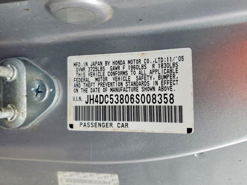 79557805 :رقم المزاد ، JH4DC53806S008358 vin ، 2006 Acura Rsx مزاد بيع
