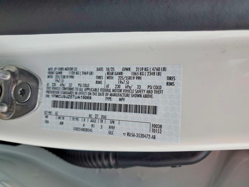 2026 Ford Escape მანქანა იყიდება აუქციონზე, vin: 1FMCU9JZ5TUA15069, აუქციონის ნომერი: 46173216