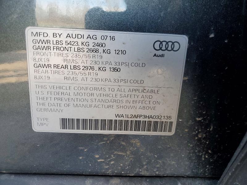 41872286 :رقم المزاد ، WA1L2AFP3HA032135 vin ، 2017 Audi Q5 مزاد بيع