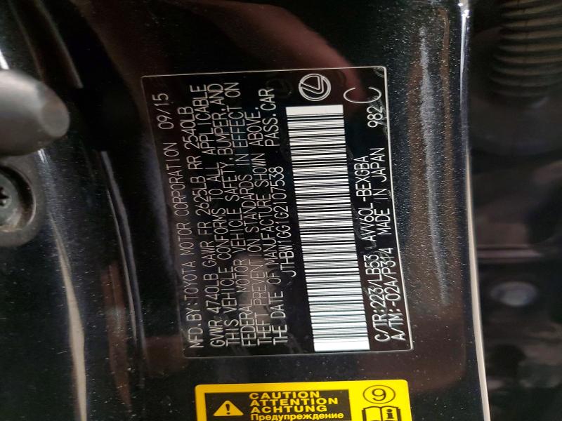 Aukcja sprzedaży 2016 Lexus Es 300h Hybrid, vin: JTHBW1GG1G2107538, numer aukcji: 48129786