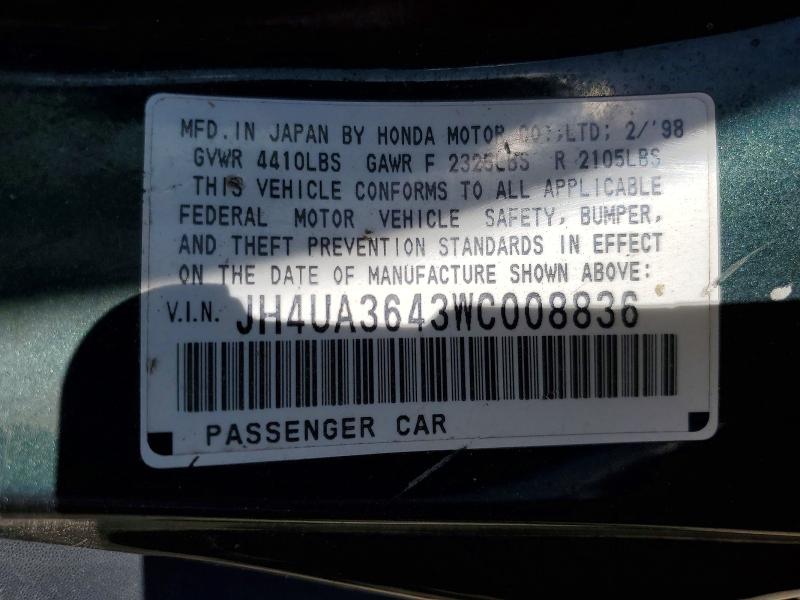 Aukcja sprzedaży 1998 Acura 3.2tl, vin: JH4UA3643WC008836, numer aukcji: 47240486