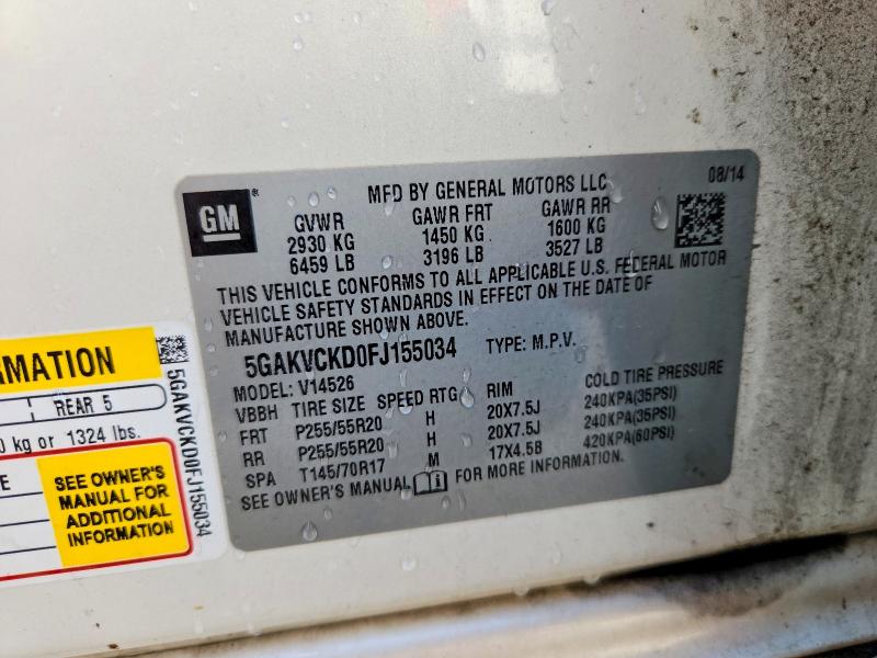 2015 Buick Enclave მანქანა იყიდება აუქციონზე, vin: 5GAKVCKD0FJ155034, აუქციონის ნომერი: 78812725