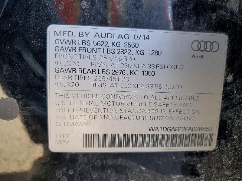 Продажа на аукционе авто 2015 Audi Q5, vin: WA1DGAFP2FA026653, номер лота: 46641906