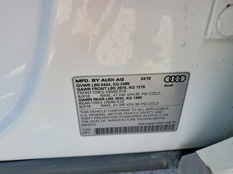 Продажа на аукционе авто 2019 Audi Q5, vin: WA1ANAFY6K2100579, номер лота: 45477356