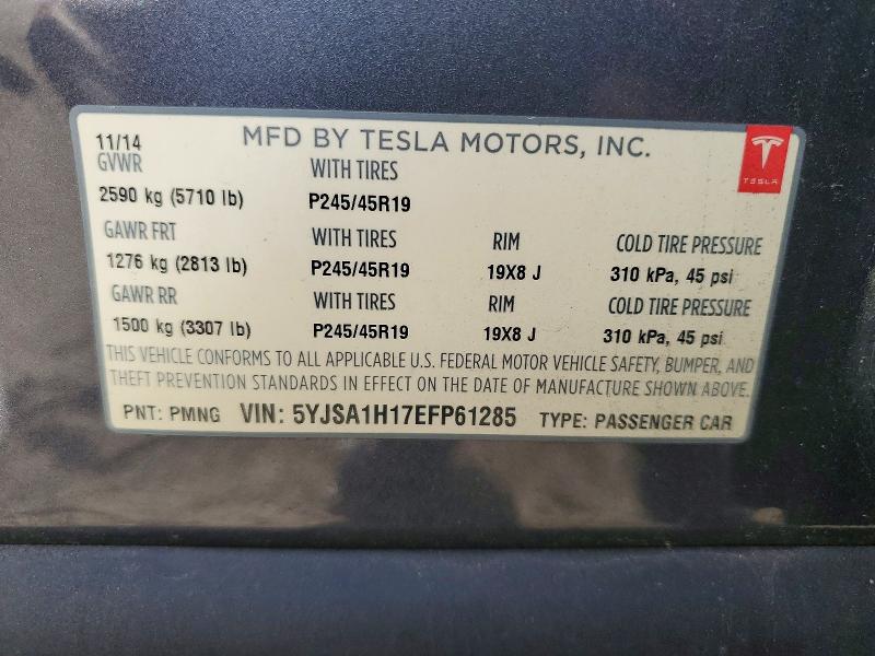 41760316 :رقم المزاد ، 5YJSA1H17EFP61285 vin ، 2014 Tesla Model S مزاد بيع