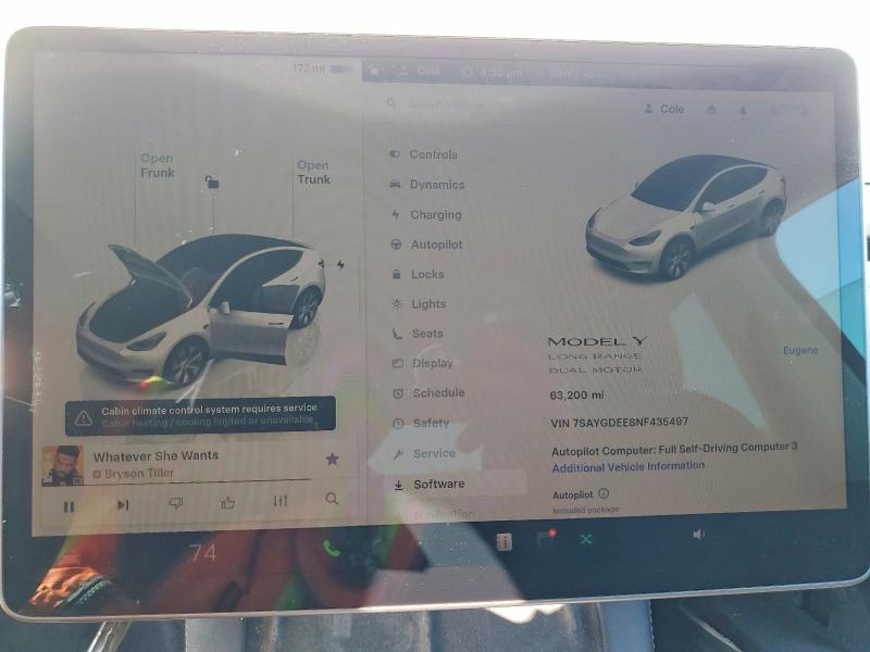 46548926 :رقم المزاد ، 7SAYGDEE8NF435497 vin ، 2022 Tesla Model Y مزاد بيع