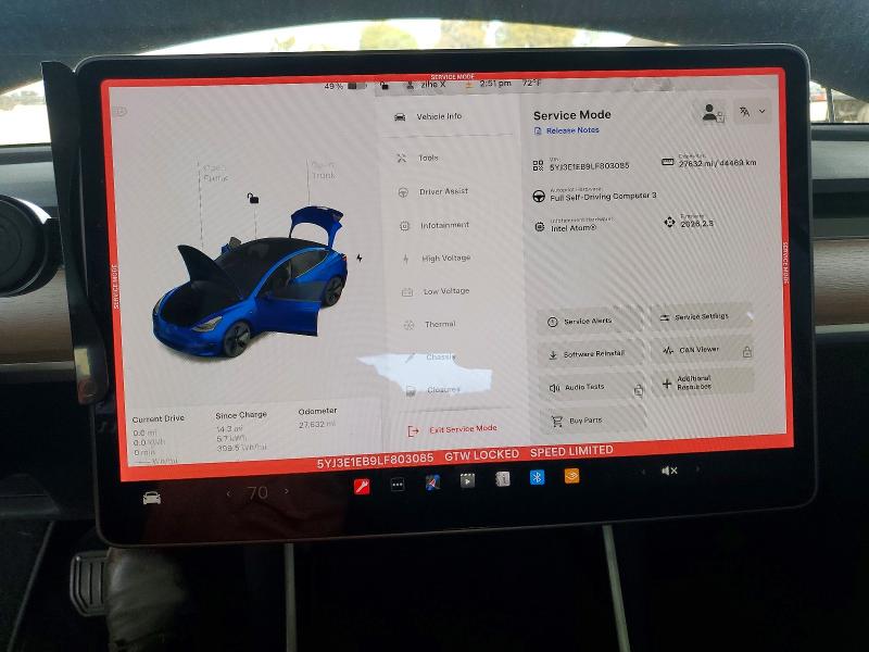 Продаж на аукціоні авто 2020 Tesla Model 3, vin: 5YJ3E1EB9LF803085, номер лоту: 45479686