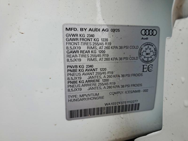 Aukcja sprzedaży 2025 Audi Q3, vin: WA1EECF37S1112277, numer aukcji: 47836816