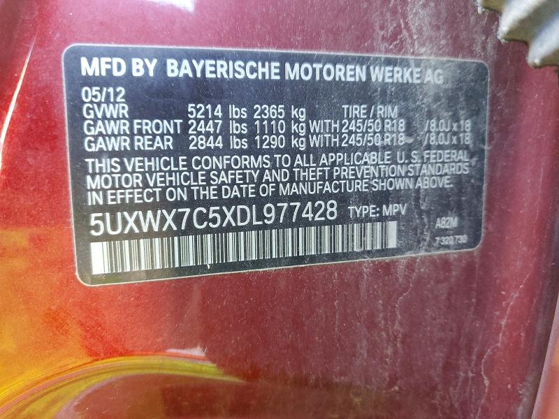 78492445 :رقم المزاد ، 5UXWX7C5XDL977428 vin ، 2013 Bmw X3 مزاد بيع